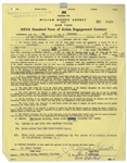 Two 1959 Contracts Signed by Moe Howard -- AGVA Contract Signed ''The 3 Stooges / Moe Howard'' & Loew's Theatres Contract Signed ''Moe Howard'' -- Each Measures 8.5'' x 11'', Very Good